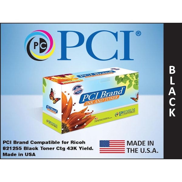 Pci Compatible for Ricoh 821255 Black Toner Ctg 43K Yield for Ricoh SPC840DN, SPC842DN 821255-PCI - main